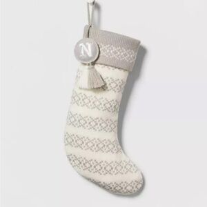 Wondershop Knit Fair Isle Monogram Christmas Stocking Letter N  NEW!